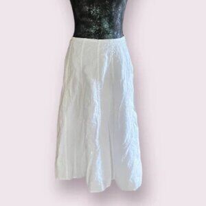 Charter Club White Cotton Full Pleated Tiered Midi Skirt